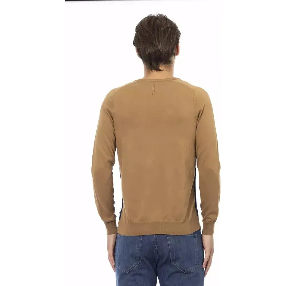 Baldinini Trend Brown Cotton Men Sweater Baldinini Trend