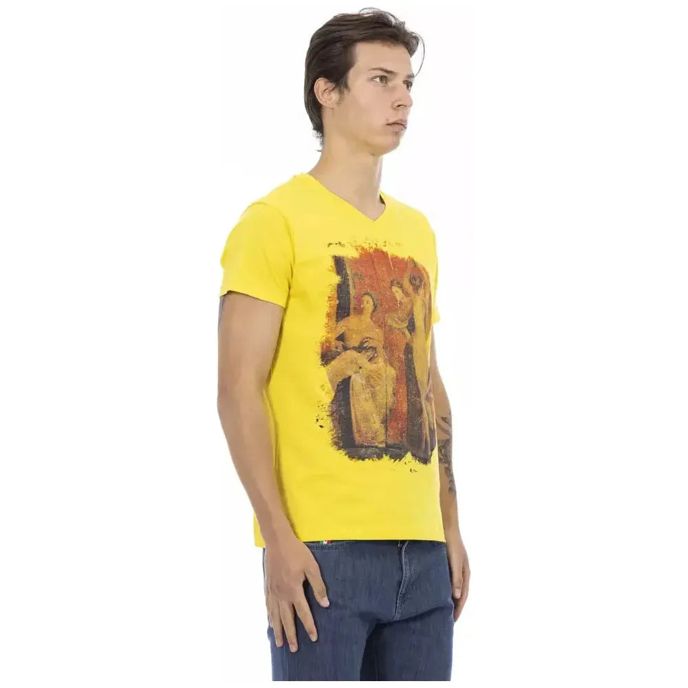 Trussardi Action Yellow Cotton Men T-Shirt Trussardi Action