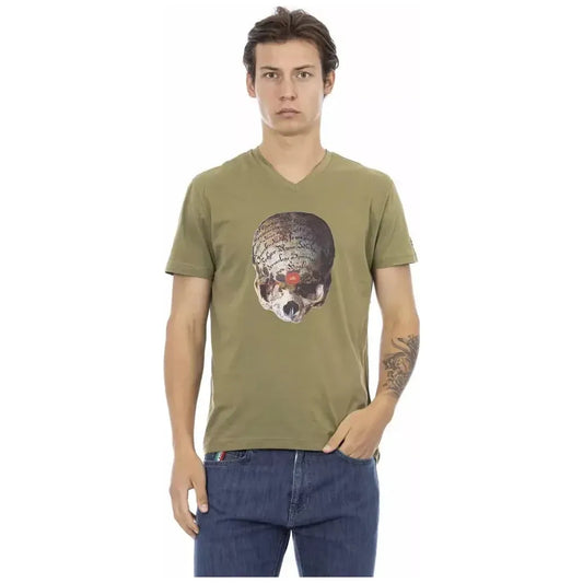 Trussardi Action Green Cotton Men T-Shirt Trussardi Action