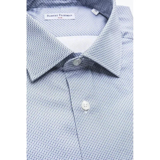 Robert Friedman Light Blue Cotton Men Shirt Robert Friedman