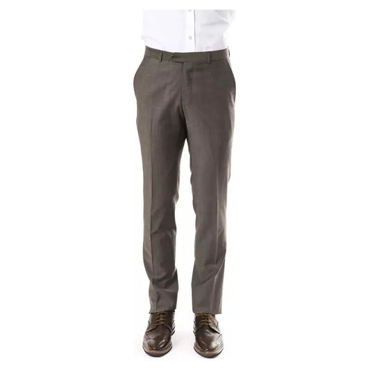 Uominitaliani Gray Woolen Men Pant Uominitaliani