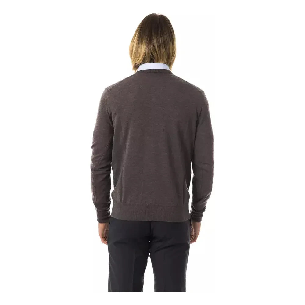 Uominitaliani Gray Merino Wool Men Sweater Uominitaliani