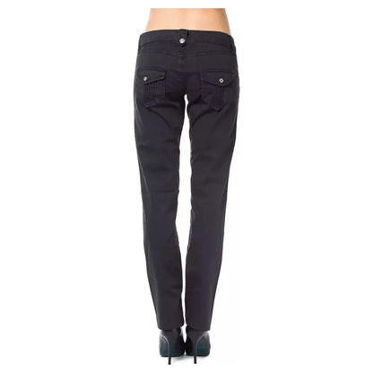 Ungaro Fever Blue Cotton Women's Regular Fit Pant