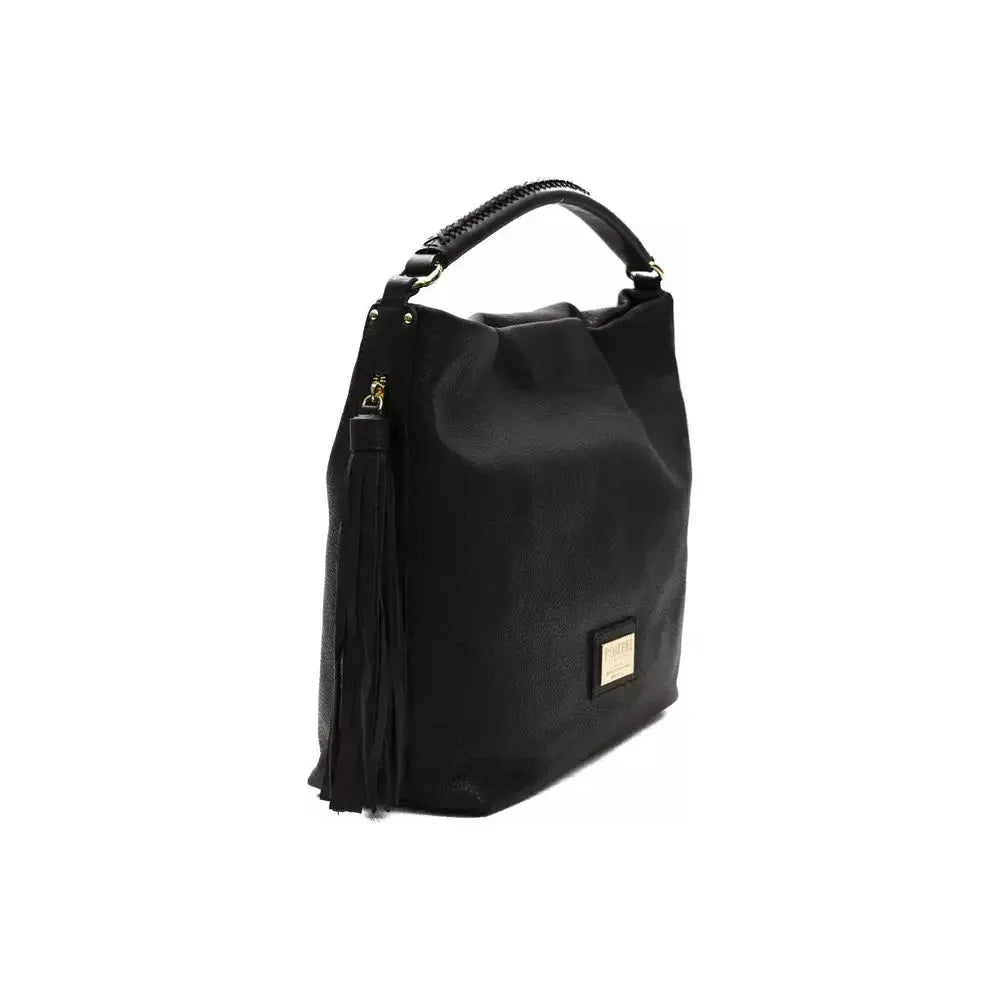 Pompei Donatella Black Leather Women Shoulder Bag Pompei Donatella