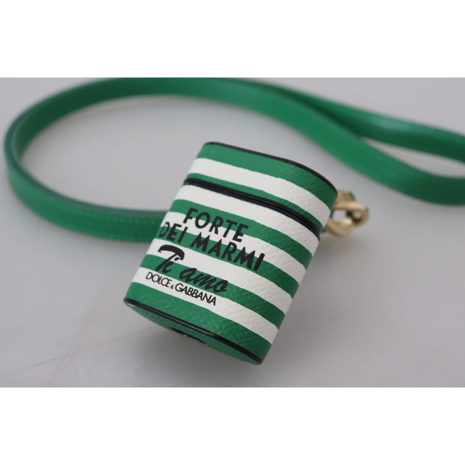 حافظة جلدية أنيقة لسماعات Airpods من Dolce &amp; Gabbana - لون أخضر فاتح