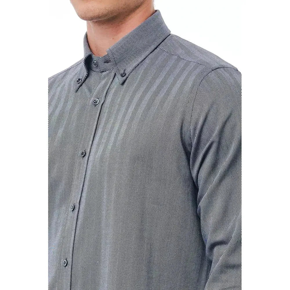 Bagutta Blue Cotton Men Shirt Bagutta