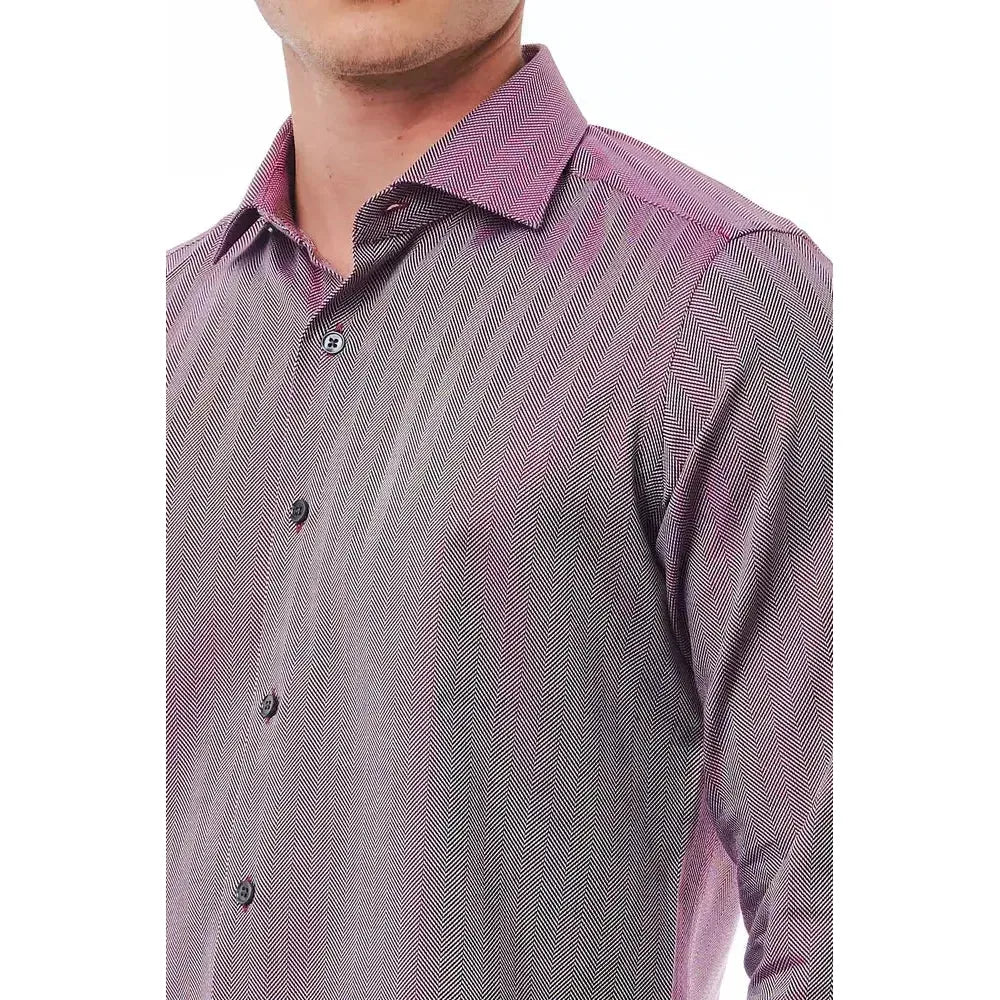 Bagutta Burgundy Cotton Men Shirt Bagutta