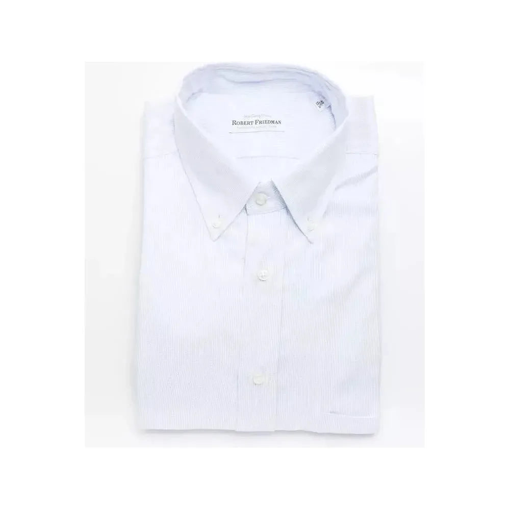 Robert Friedman Light Blue Cotton Men Shirt Robert Friedman