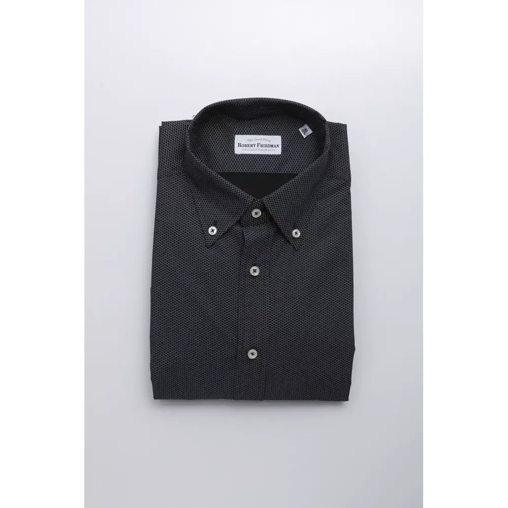 Robert Friedman Black Cotton Men Shirt