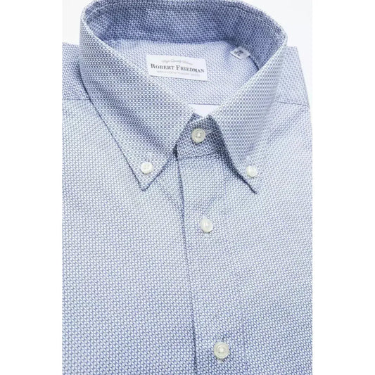 Robert Friedman Light Blue Cotton Men Shirt Robert Friedman