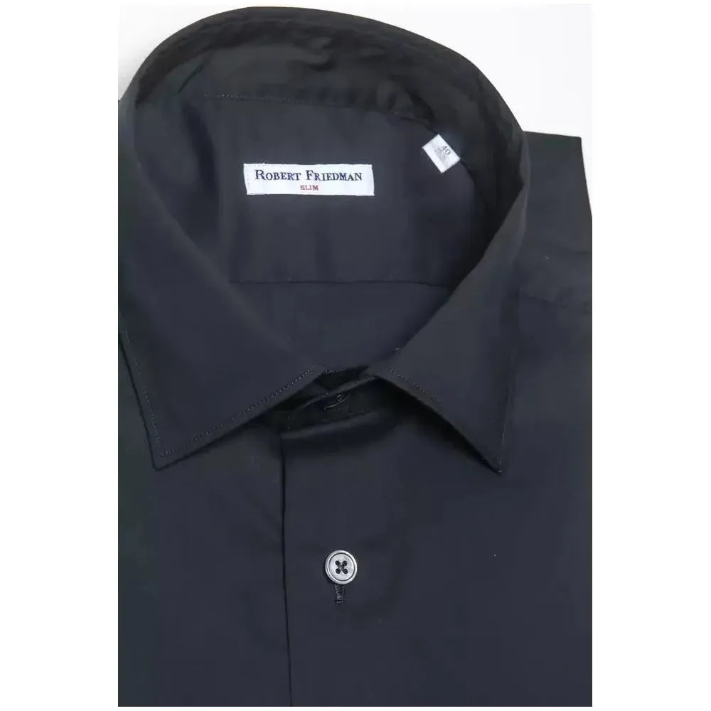 Robert Friedman Black Cotton Men Shirt Robert Friedman