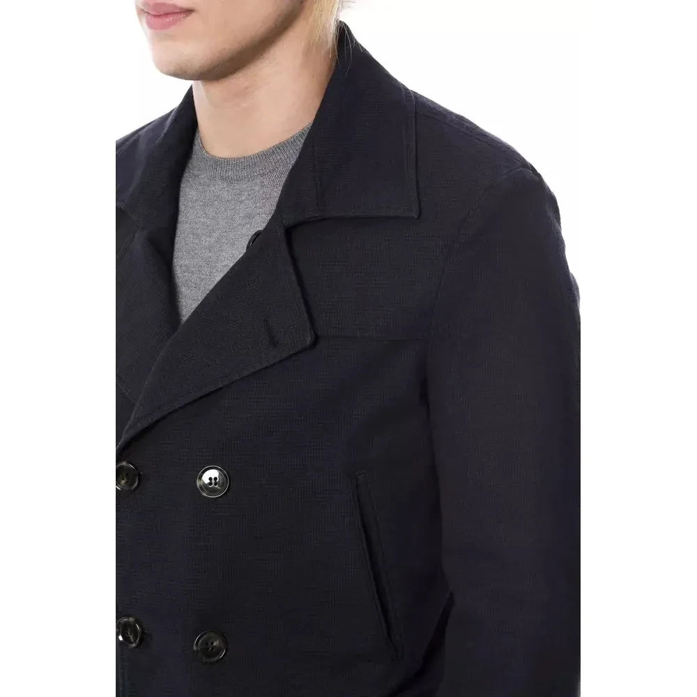 سترة فيري الأنيقة ذات الصدر المزدوج باللون الأزرق