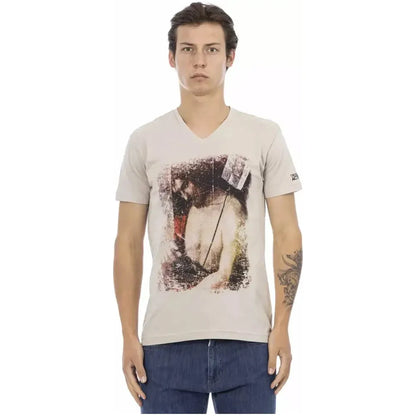 Trussardi Action Beige Cotton Men T-Shirt