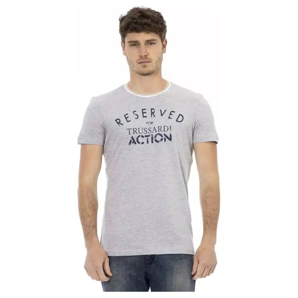 Trussardi Action Gray Cotton Men T-Shirt Trussardi Action