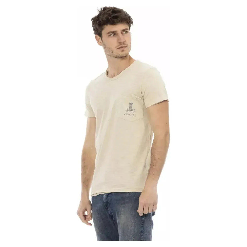 Trussardi Action Beige Cotton Men T-Shirt