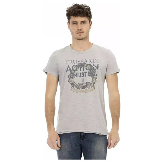 Trussardi Action Gray Cotton Men T-Shirt Trussardi Action