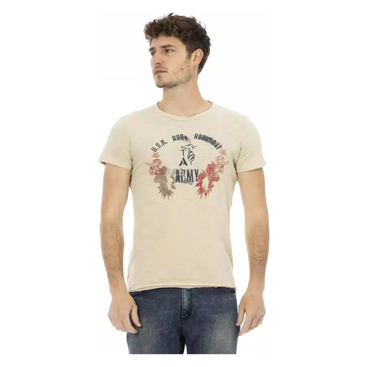 Trussardi Action Beige Cotton Men T-Shirt