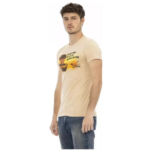 Trussardi Action Beige Cotton Men T-Shirt Trussardi Action