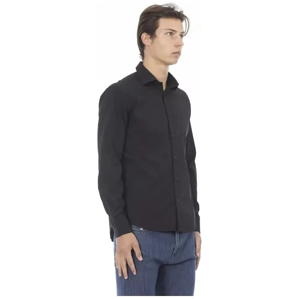 Baldinini Trend Black Cotton Men Shirt Baldinini Trend