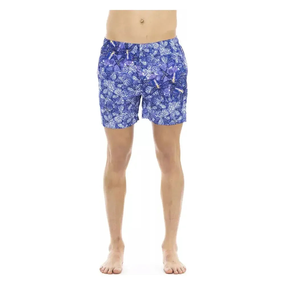 Just Cavalli Light Blue Polyester Men Swimwear Just Cavalli