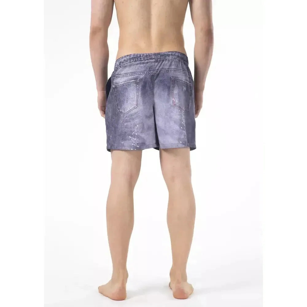 Just Cavalli Blue Polyester Men Swimwear Just Cavalli