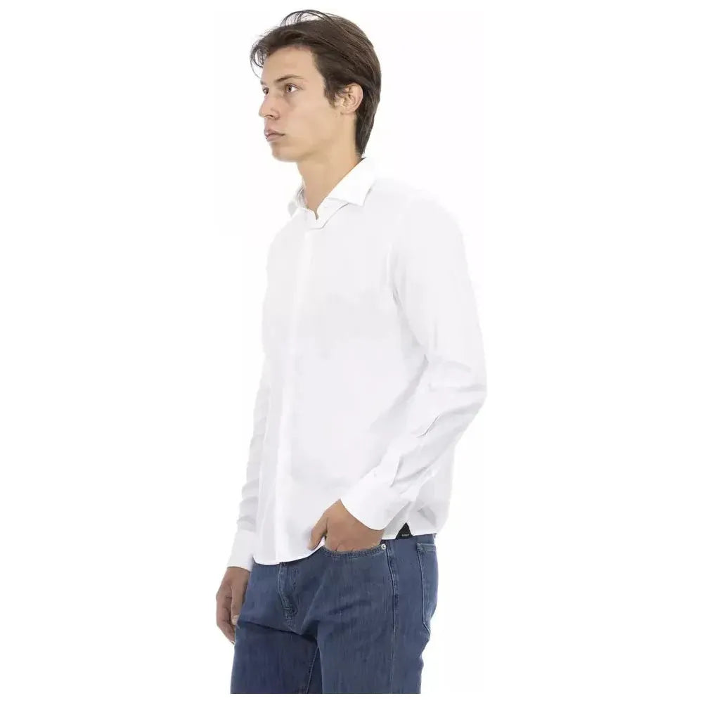 Baldinini Trend White Cotton Men Shirt Baldinini Trend