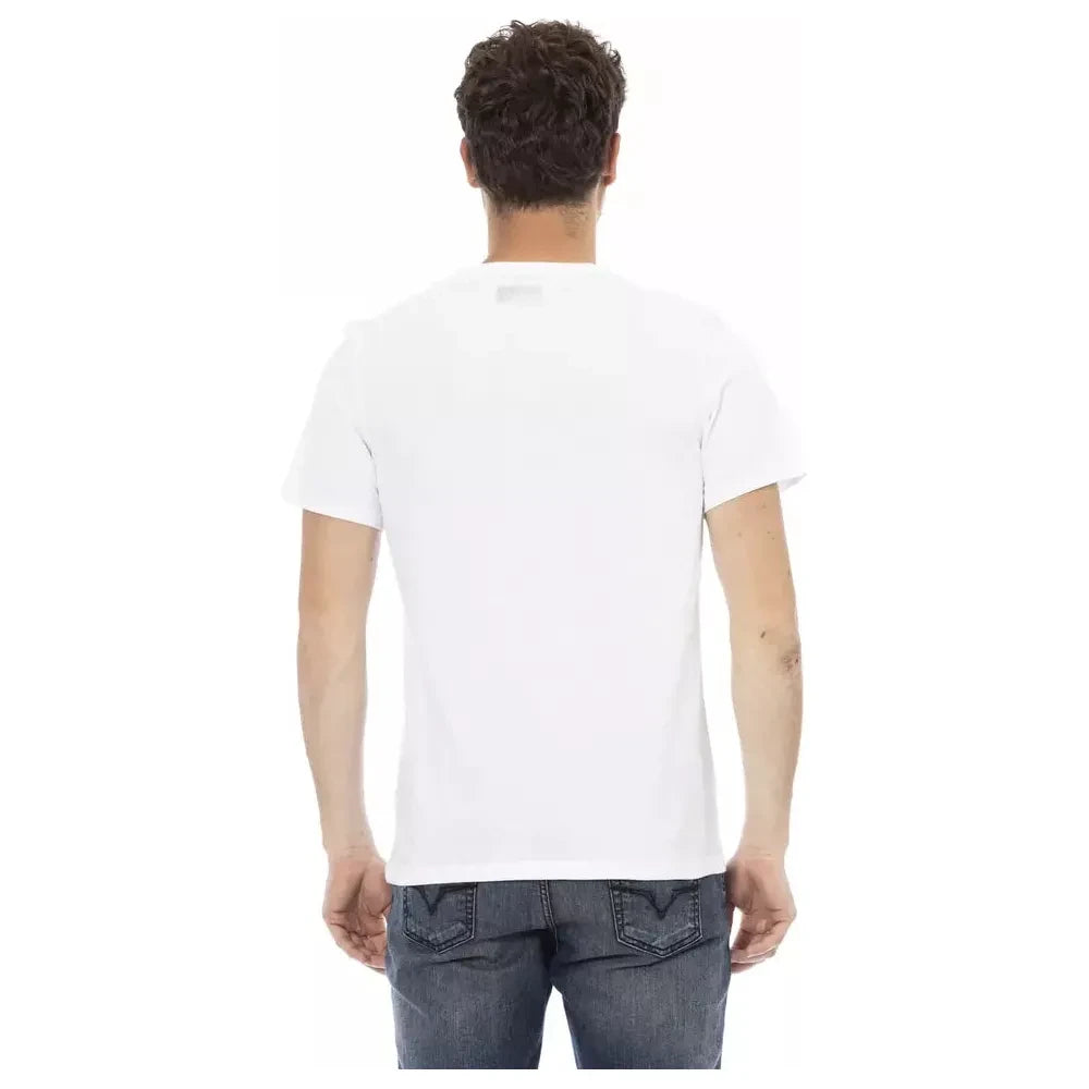 Bikkembergs Elegant White Front Print T-Shirt Bikkembergs