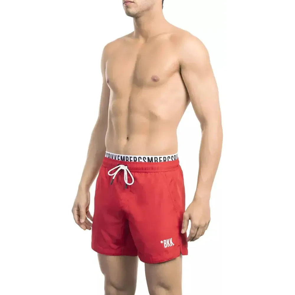 Bikkembergs Red Polyester Men Swim Short Bikkembergs