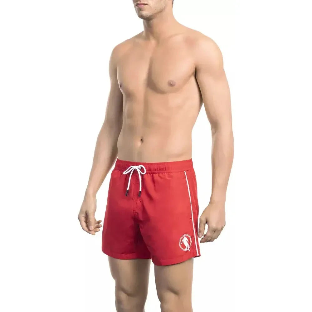 Bikkembergs Red Polyester Men Swim Short Bikkembergs