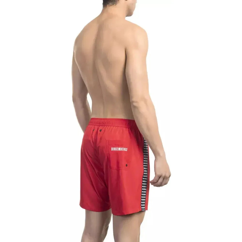 Bikkembergs Red Polyester Men Swim Short Bikkembergs