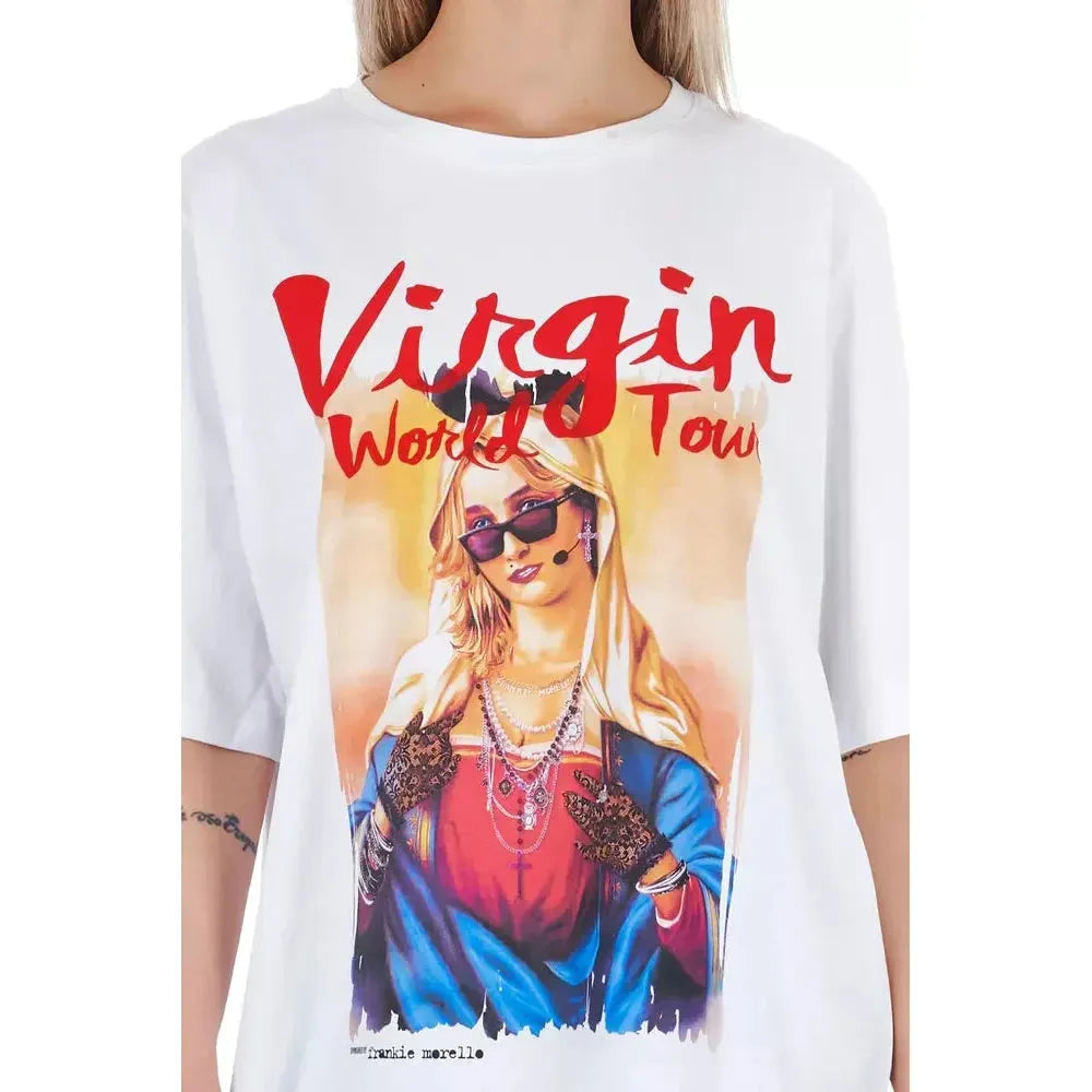 超大号棉质 T 恤，带有别致的印花