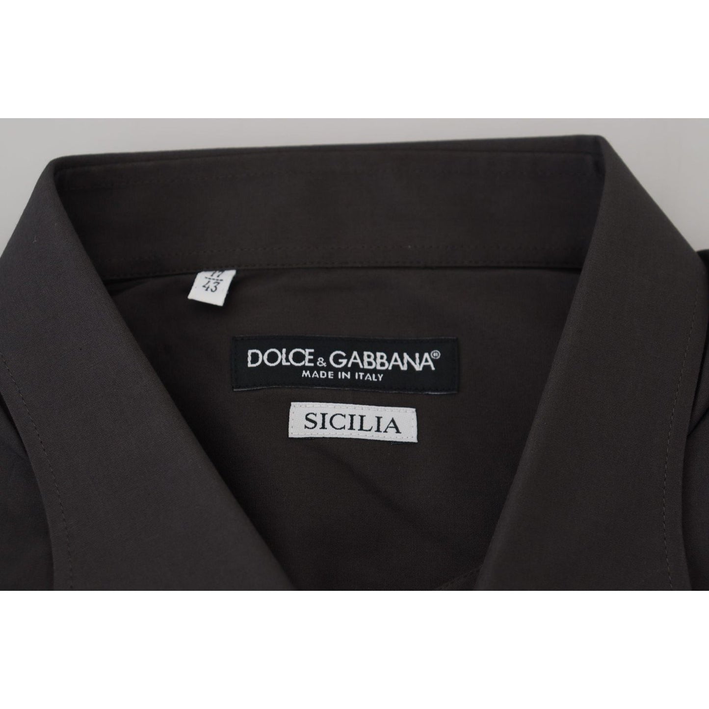 Dolce & Gabbana Elegant Gray Sicilia Slim Fit Dress Shirt Dolce & Gabbana