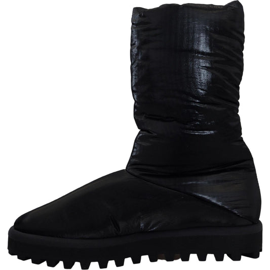 Dolce & Gabbana Elegant Mid-Calf Boots in Black Polyester Dolce & Gabbana