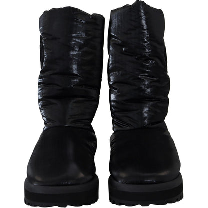 Dolce & Gabbana Black Boots Padded Mid Calf Winter Shoes