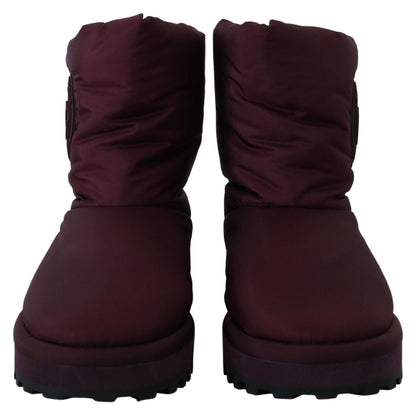Dolce & Gabbana Bordeaux Nylon Boots Padded Mid Shoes