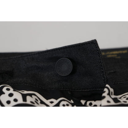 Dolce & Gabbana Black Silk Bandana Print Pants