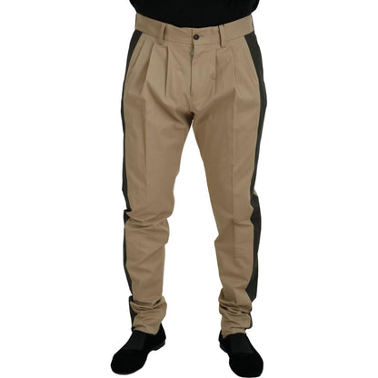 Dolce & Gabbana Brown Black Cotton Chino Men Pants