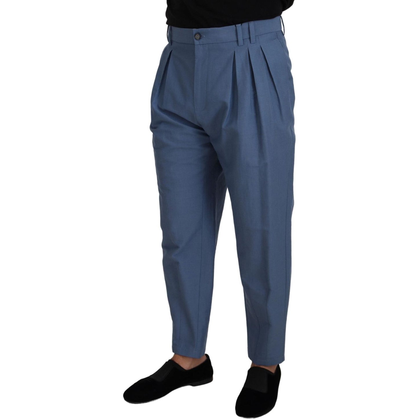 Dolce & Gabbana Blue Linen Chino Formal Pants