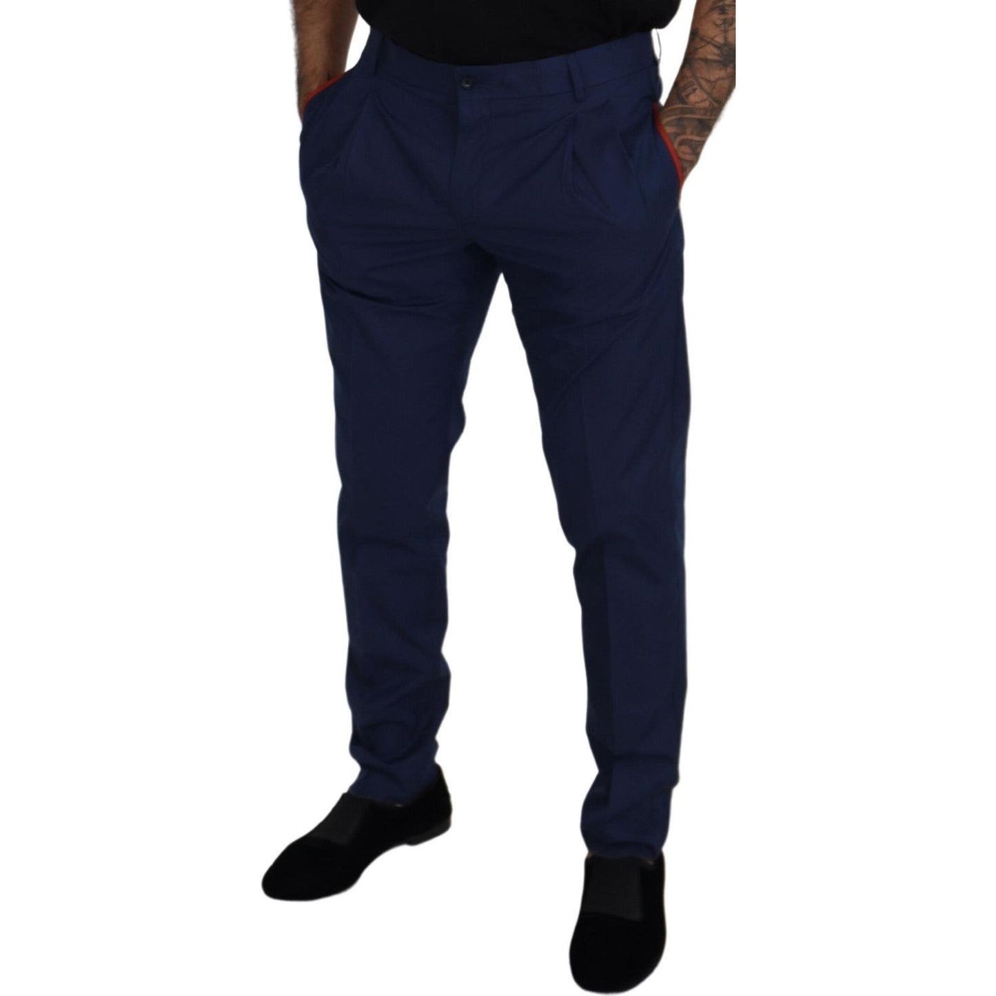 Dolce & Gabbana Elegant Blue Cotton Silk Pants Dolce & Gabbana