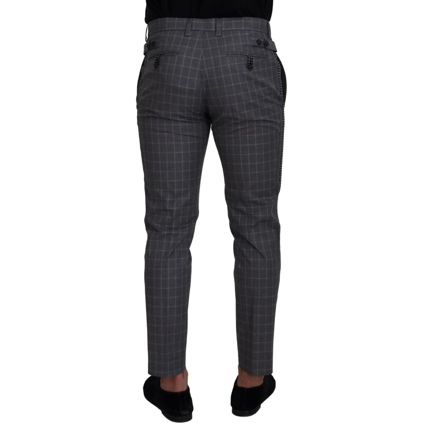 Dolce & Gabbana Grey Cotton Checkered Chino Pants