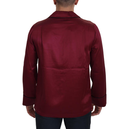 Dolce & Gabbana Red Silk Lounge Top Pajama Sleepwear Shirt
