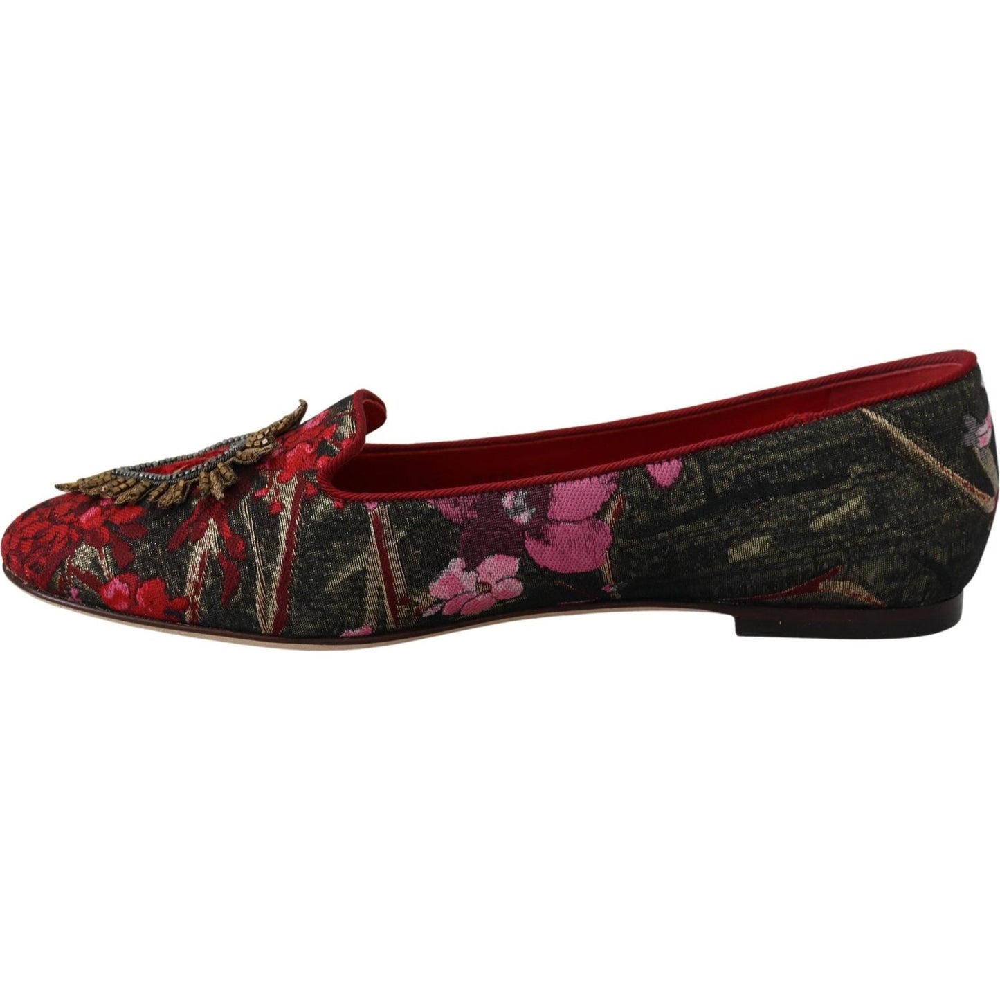 Dolce & Gabbana Multicolor Leather and Fabric Flats with Sacred Heart Patch Dolce & Gabbana