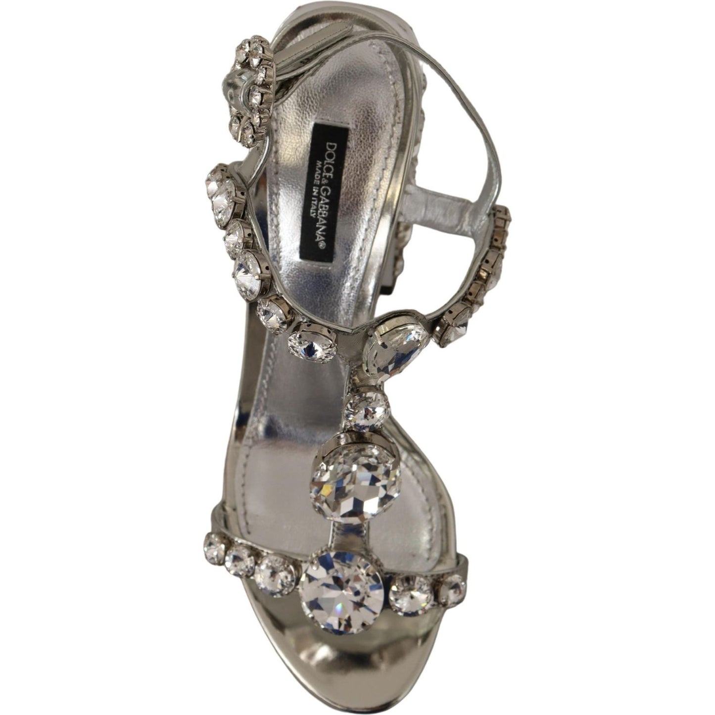 Dolce & Gabbana Crystal-Embellished Silver Leather Pumps Dolce & Gabbana