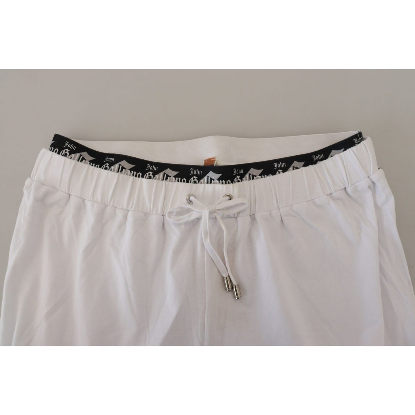 John Galliano White Cotton Logo Loose Men Pants
