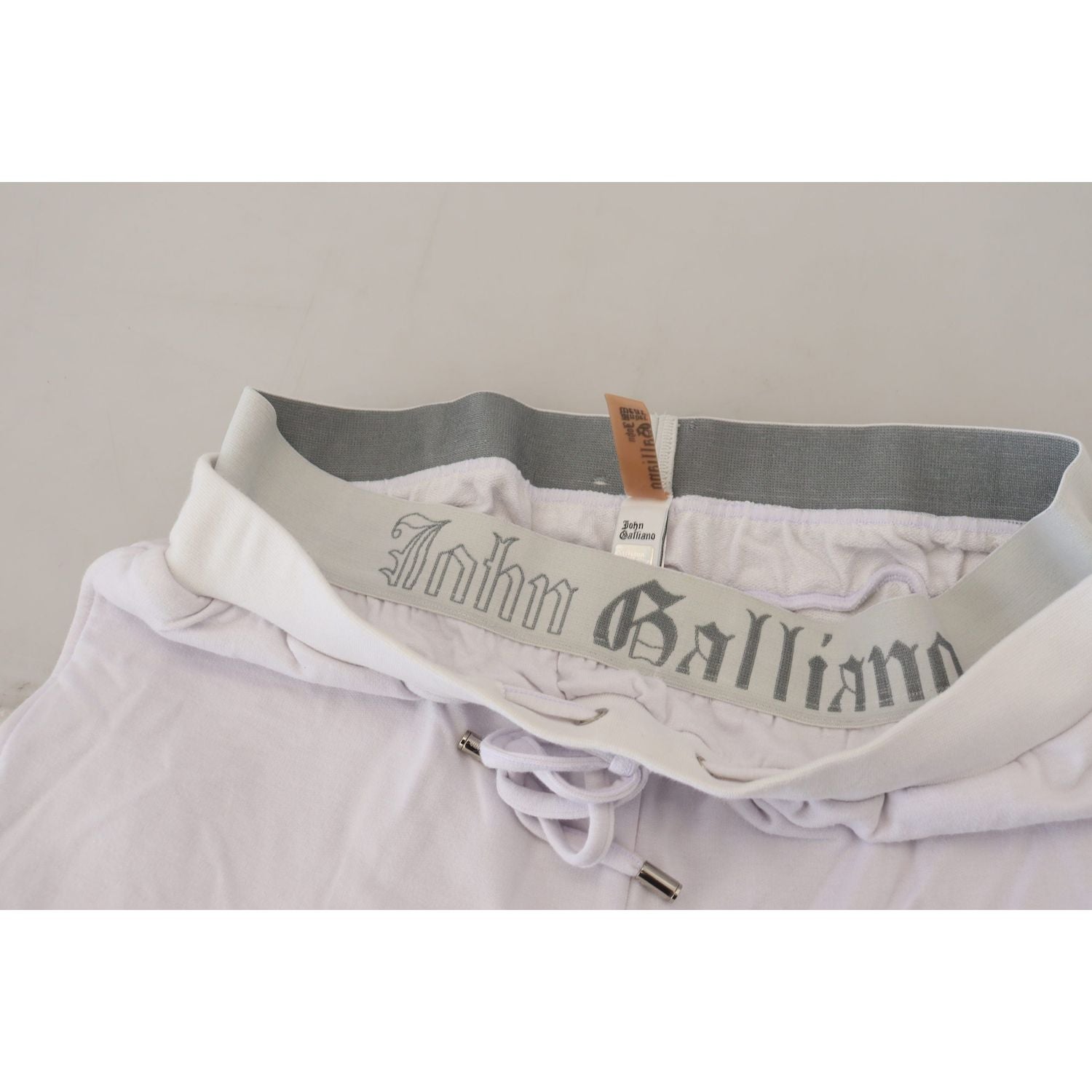 John Galliano White Cotton Logo Mens Jogger Pants