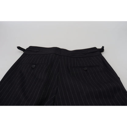 Dolce & Gabbana Black Wool Striped Chino Pants