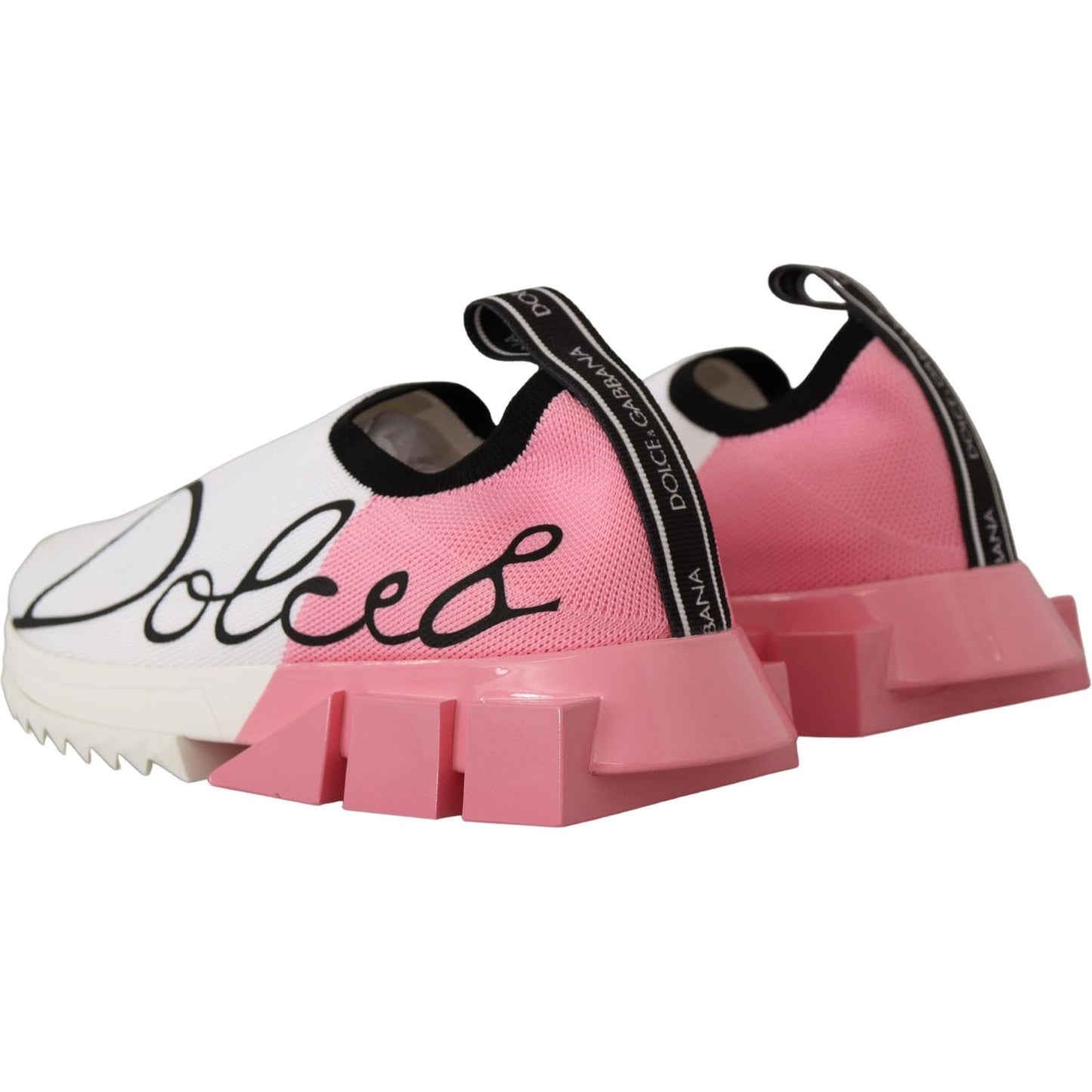 Dolce & Gabbana Elegant Sorrento Slip-On Sneakers in White & Pink Dolce & Gabbana