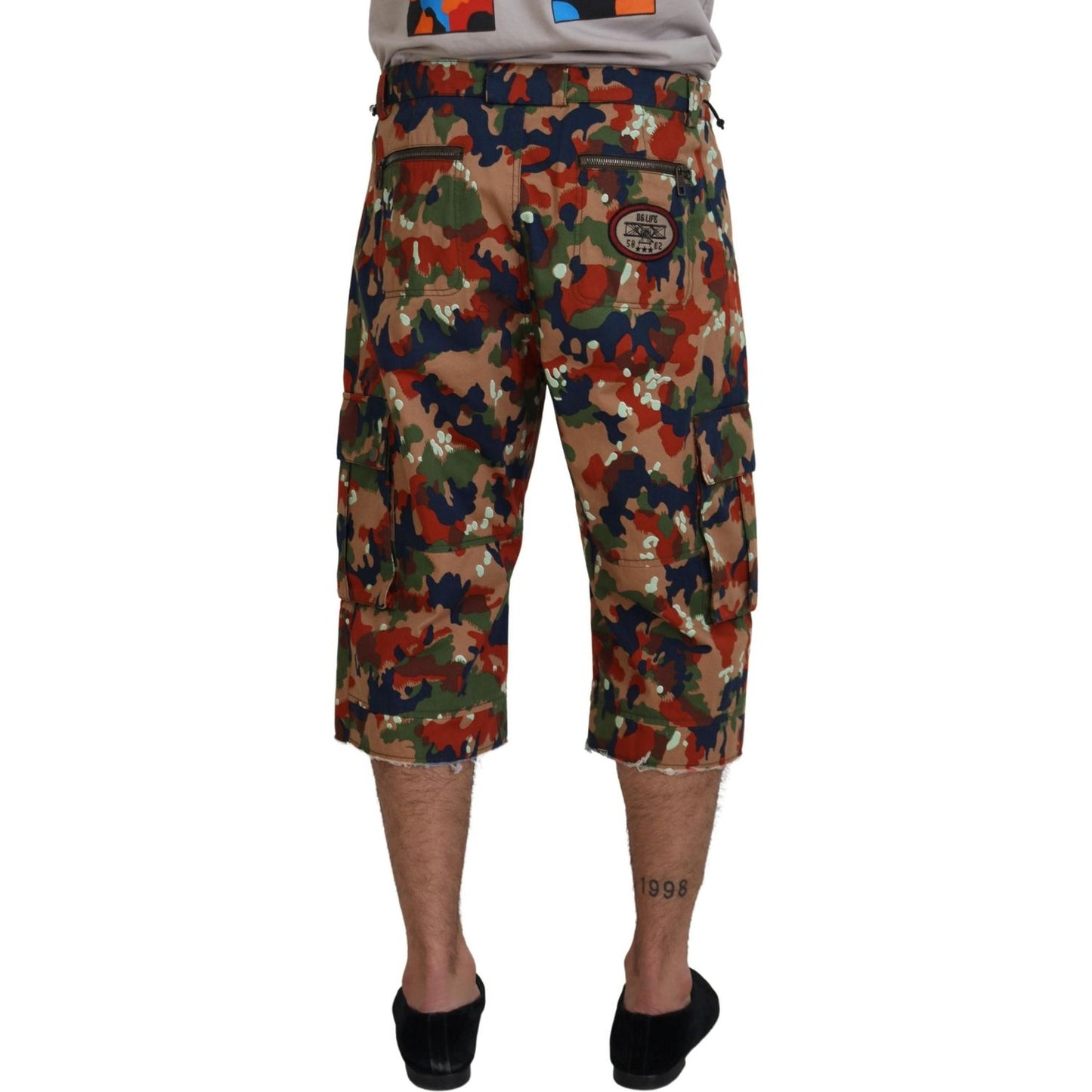 Dolce & Gabbana Multicolor Cotton Camouflaged Cargo Shorts
