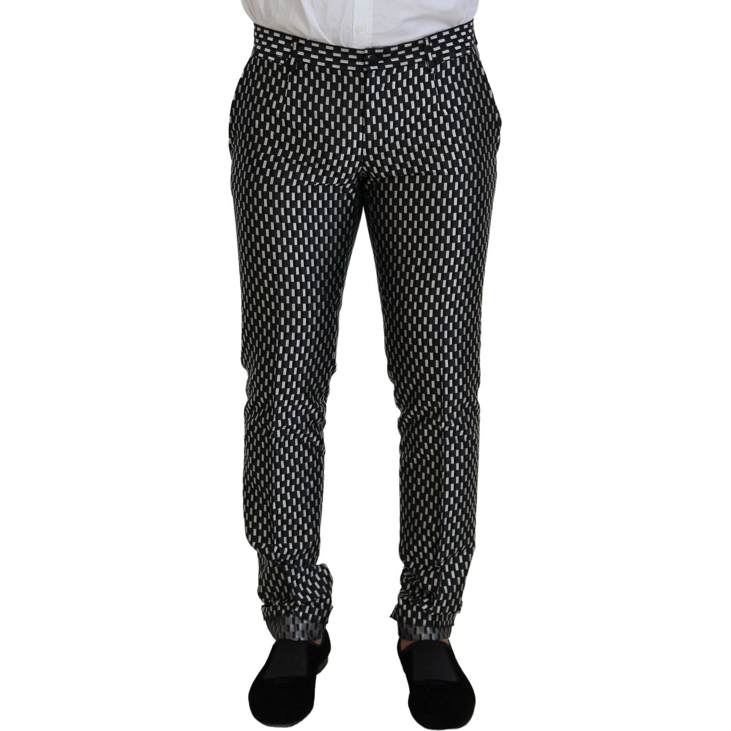 优雅黑色丝绸混纺修身套装