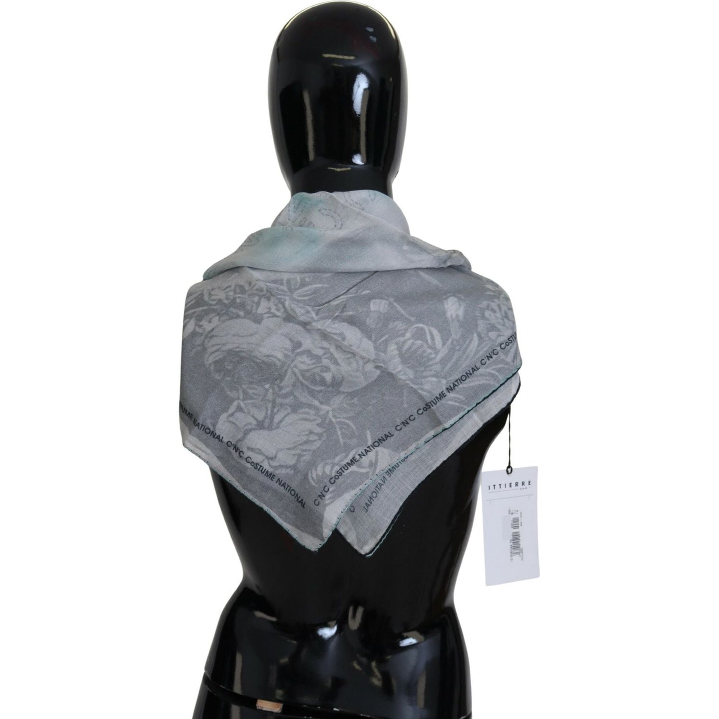 Costume National Elegant Grey Cotton Square Scarf Costume National